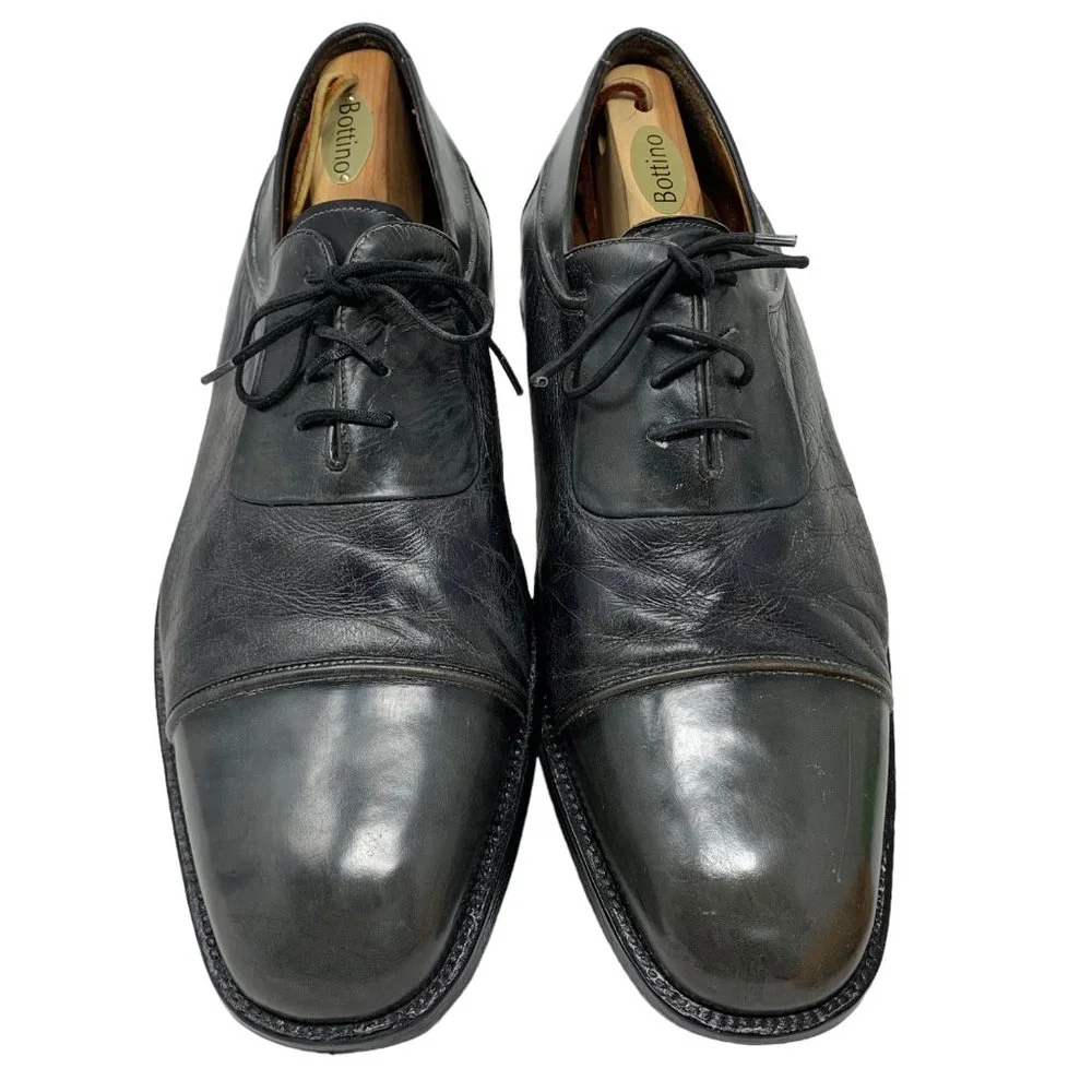 Paolo De Marco 63491 Gray Leather Cap Toe Lace Up Dress Shoes‎